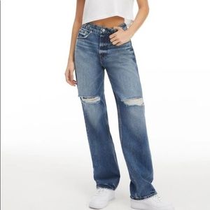 New good American good 90s jeans Distressed High-Rise Loose Fit Sz 18.